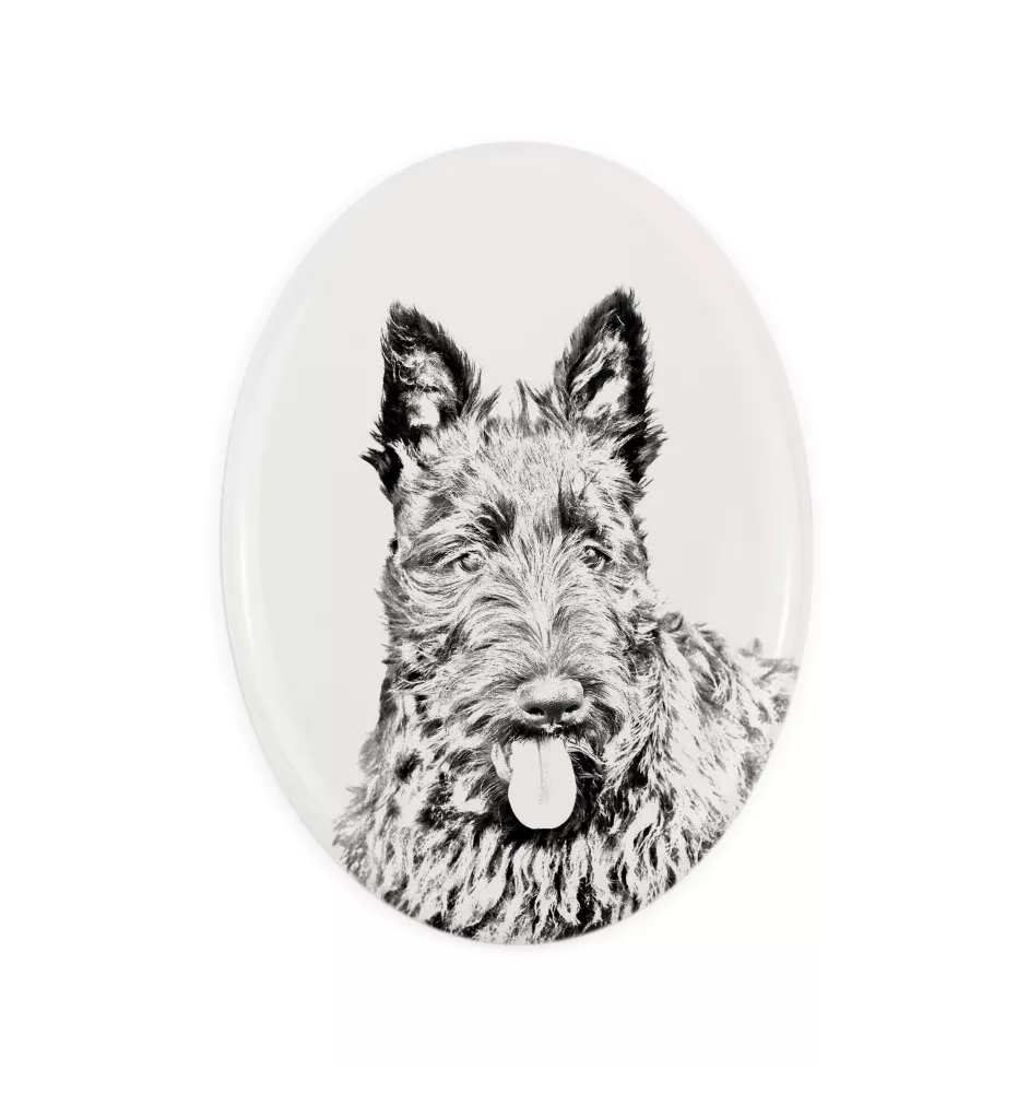 Schottischer Terrier, Scottish terrier - Gedenktafel mit einem Foto eines Hundes, Grabplatte mit Druck, personalisierte ovale Platte der Marke Art-Dog