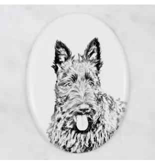 Terrier écossais, Scottish terrier - une plaque commémorative avec une photo de chien, une plaque funéraire avec une impression, une plaque ovale personnalisée de la marque Art-Dog