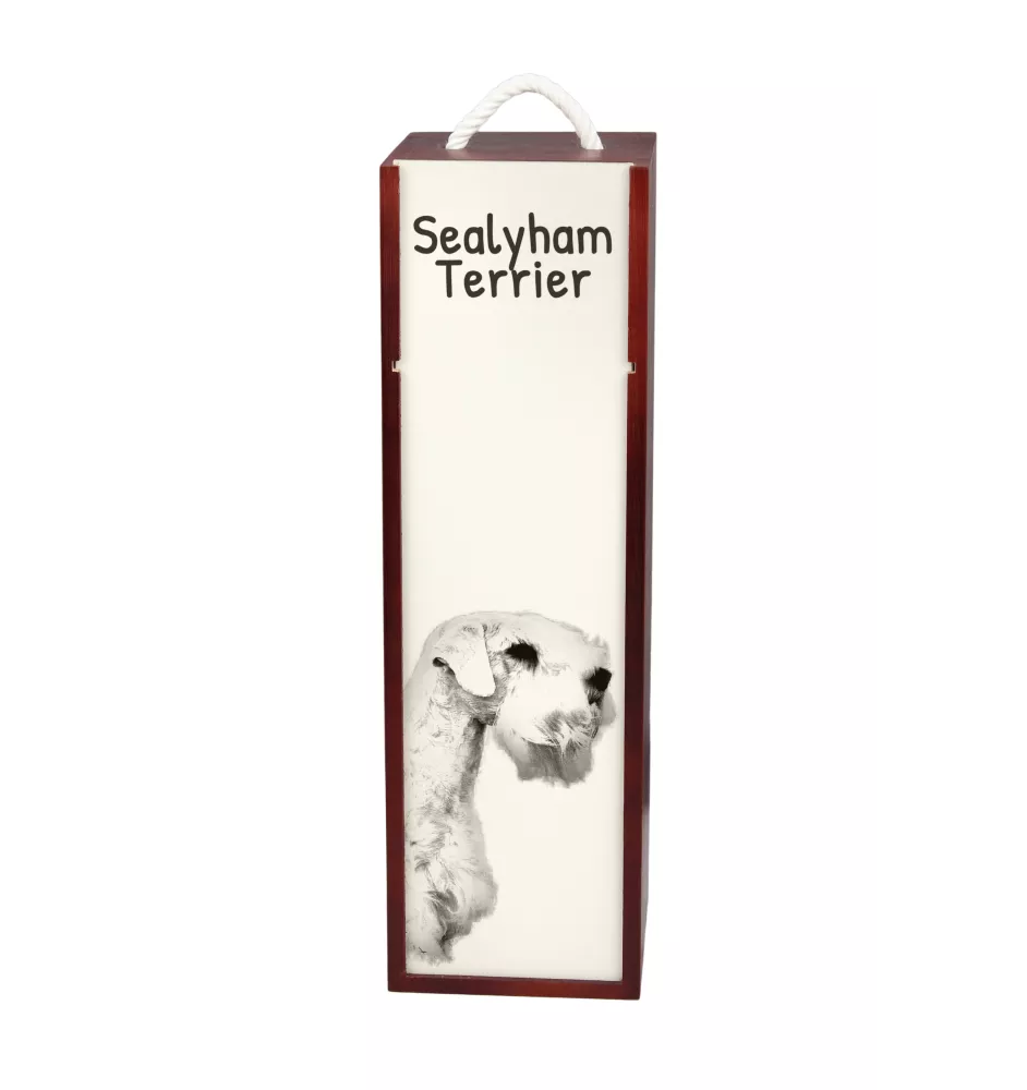 Sealyham Terrier - boîte à vin avec chien, boîte à alcool avec graphisme, boîte cadeau personnalisée de la marque Art-Dog