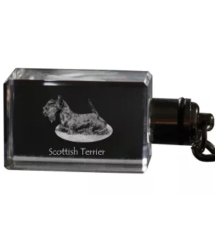 Scottish terrier, Aberdeen Terrier, Scottie, Aberdeenie - Crystal key ring with dog photo, illuminated key ring, unique gift by Art-Dog brand