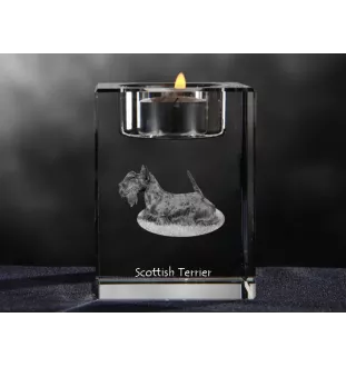 Scottish terrier, Aberdeen Terrier, Scottie, Aberdeenie - Candle holder with dog photo, crystal tealight holder, personalised gift by Art-Dog brand