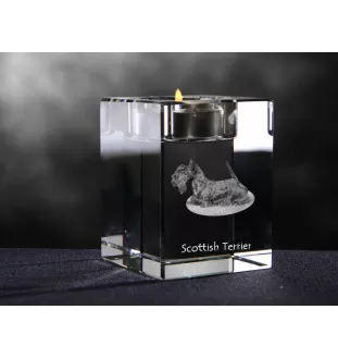 Schottischer Terrier, Scottish terrier - Kerzenhalter mit Hundefoto, Teelichthalter aus Kristall, personalisiertes Geschenk der Marke Art-Dog