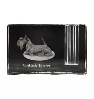 Schottischer Terrier, Scottish terrier - Stifthalter, Kristallorganizer mit Hundefoto, einzigartige Schreibtischdekoration der Marke Art-Dog