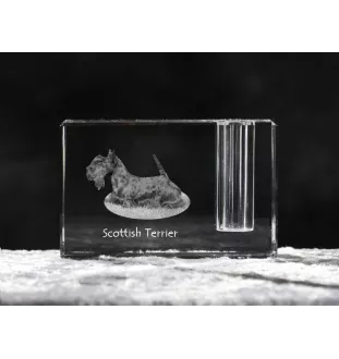 Schottischer Terrier, Scottish terrier - Stifthalter, Kristallorganizer mit Hundefoto, einzigartige Schreibtischdekoration der Marke Art-Dog