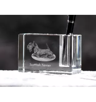Schottischer Terrier, Scottish terrier - Stifthalter, Kristallorganizer mit Hundefoto, einzigartige Schreibtischdekoration der Marke Art-Dog