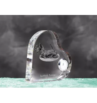 Scottish terrier, Aberdeen Terrier, Scottie, Aberdeenie - crystal clock with a dog picture, heart-shaped shelf clock, personalized standing clock by Art-Dog brand