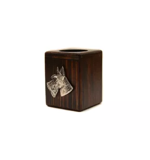 Terrier écossais, Scottish terrier I - bougeoir en bois avec un chien, un souvenir unique après la perte d'un chien, une œuvre artisanale de la marque Art-Dog