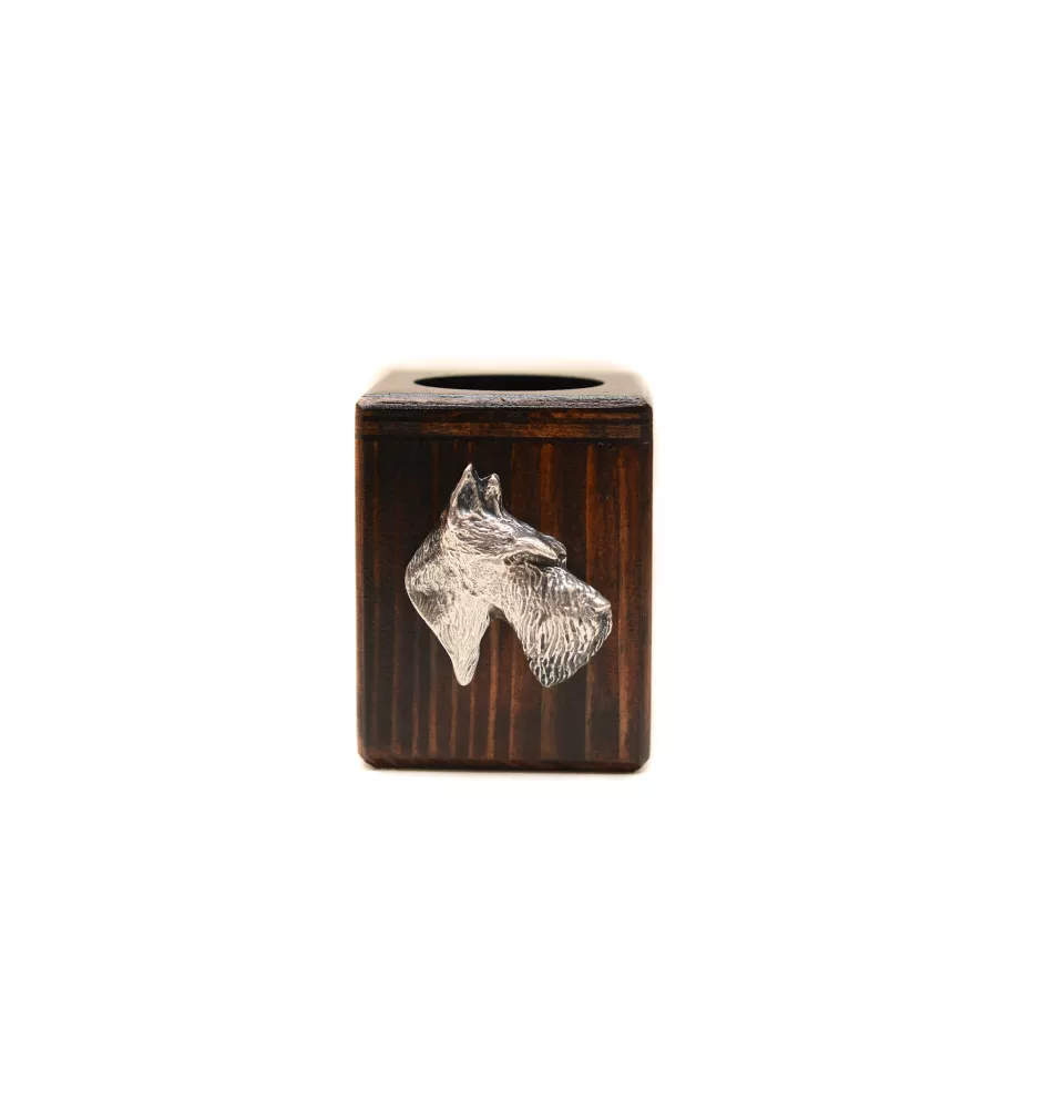 Scottish terrier, Aberdeen Terrier, Scottie, Aberdeenie - wooden candle holder with a dog, a unique souvenir after losing a dog, a handicraft from the Art-Dog brand