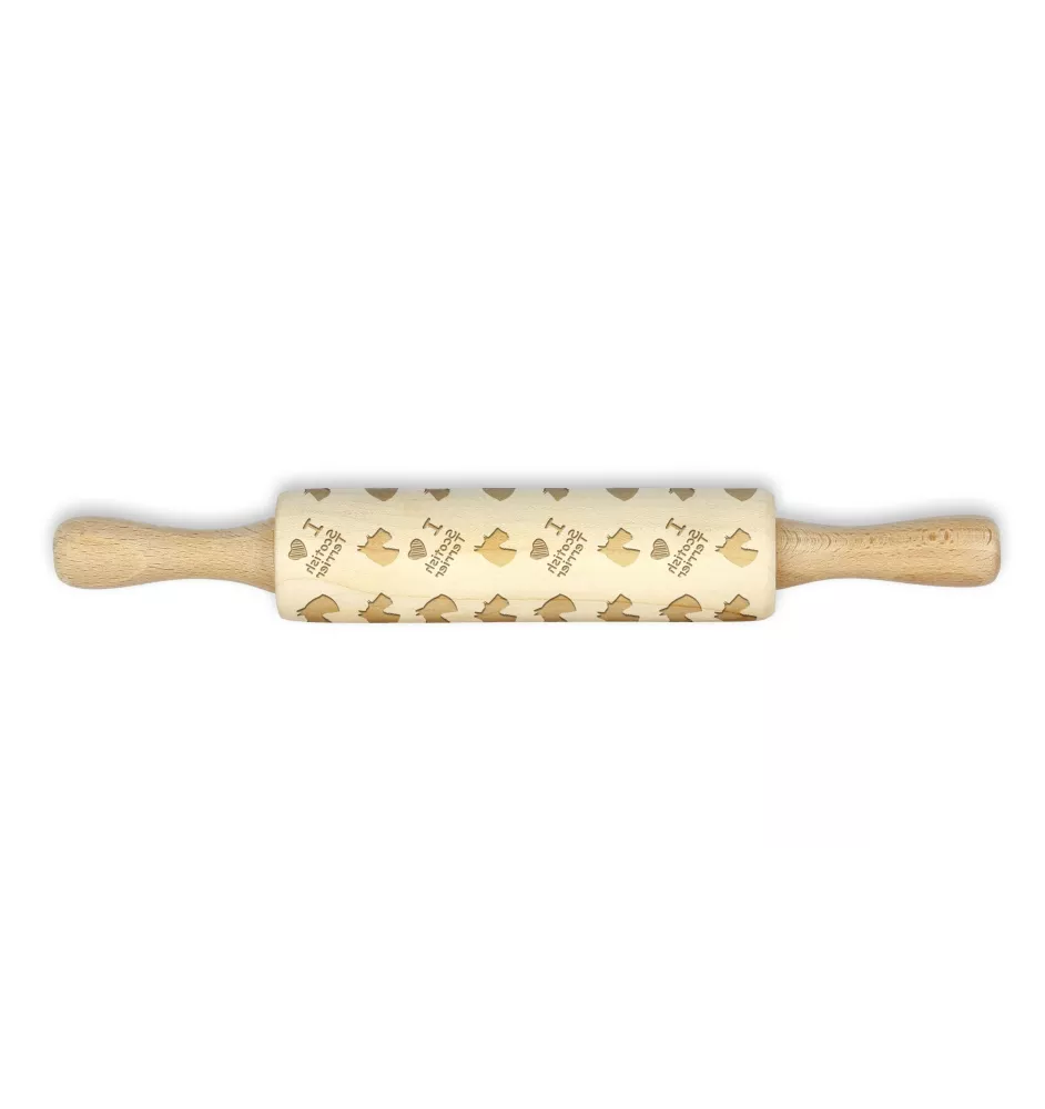 Scottish terrier, Aberdeen Terrier, Scottie, Aberdeenie - small rolling pin with a dog pattern, a rolling pin for children's dough, decorating ceramic clay by Art-Dog brand