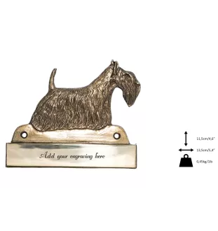 Schottischer Terrier, Scottish terrier - Haustürschild mit Hund, Messingschild mit Namen, personalisiertes Türschild mit Markennamen Art-Dog