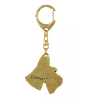 Terrier écossais, Scottish terrier I - porte-clés et collier avec chien dans une boîte, produit plaqué or de haute qualité, marque Art-Dog