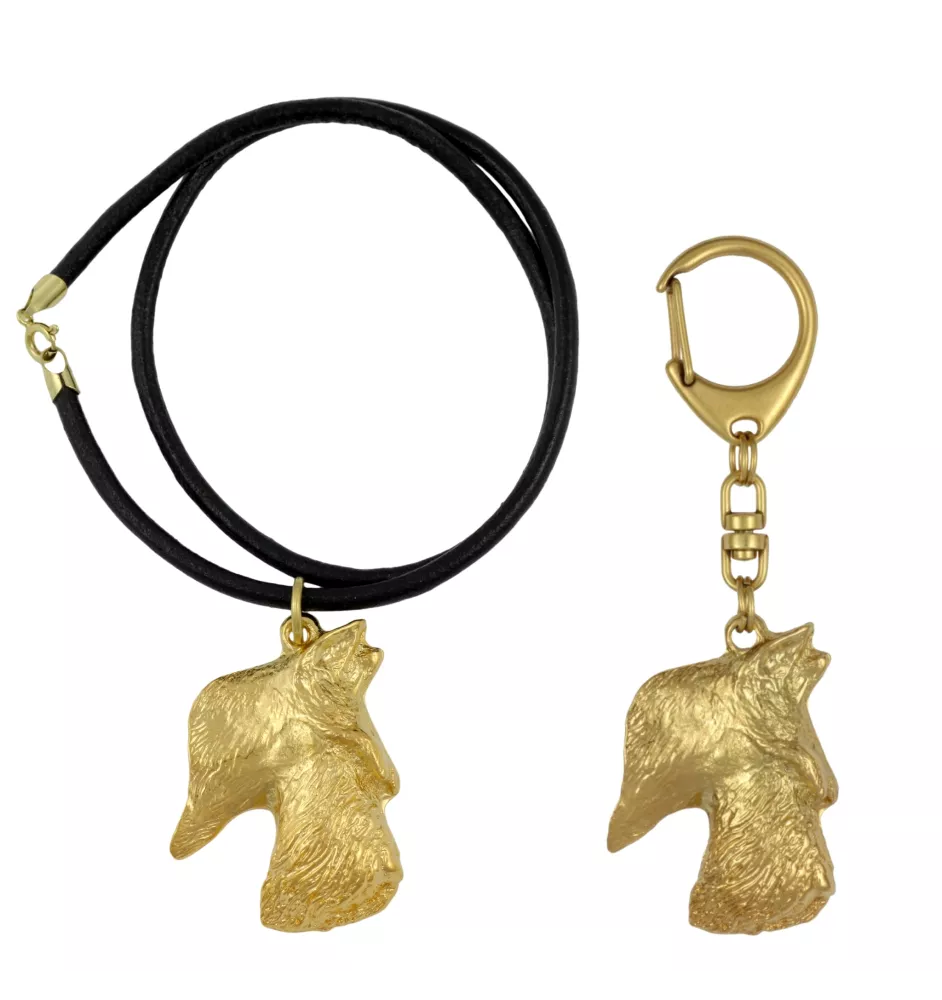 Scottish terrier, Aberdeen Terrier, Scottie, Aberdeenie - keychain and necklace with a dog in a box, high-quality gold-plated product, Art-Dog brand