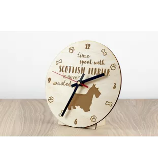 Schottischer Terrier, Scottish terrier - Hundeuhr, Holzuhr, Wanduhr für Hundefreunde, Tisch- und Regaluhr, Art-Dog