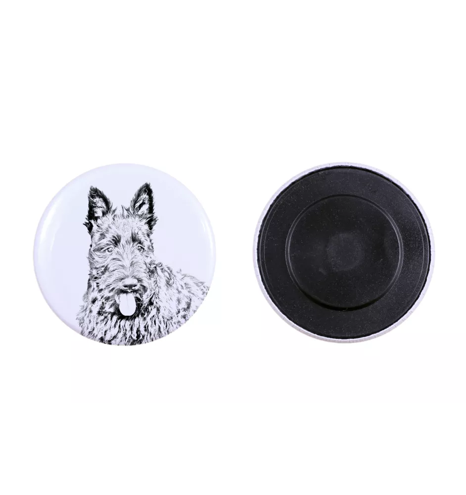 Schottischer Terrier, Scottish terrier Magnet mit einem Hundepfotenabdruck, außergewöhnlich leicht, starker Magnet, handgefertigtes Produkt der Marke Art-Dog
