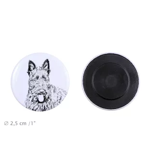 Schottischer Terrier, Scottish terrier Magnet mit einem Hundepfotenabdruck, außergewöhnlich leicht, starker Magnet, handgefertigtes Produkt der Marke Art-Dog