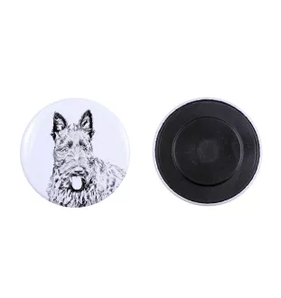 Schottischer Terrier, Scottish terrier Magnet mit einem Hundepfotenabdruck, außergewöhnlich leicht, starker Magnet, handgefertigtes Produkt der Marke Art-Dog