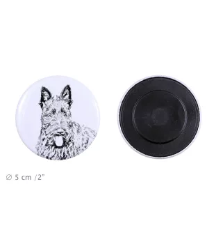 Schottischer Terrier, Scottish terrier Magnet mit einem Hundepfotenabdruck, außergewöhnlich leicht, starker Magnet, handgefertigtes Produkt der Marke Art-Dog
