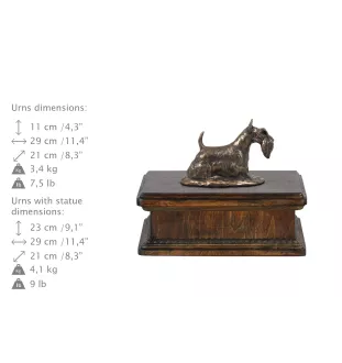 Terrier écossais, Scottish terrier - urne pour cendres de chien, urne classique avec une statuette, urne élégante avec un chien de la marque Art-Dog