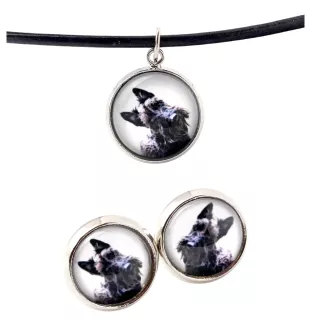 Schottischer Terrier, Scottish terrier - Schmuck mit Ihrem Foto-Box, Halskette und Ohrringe-Set, personalisierte Produkte der Marke Art-Dog.