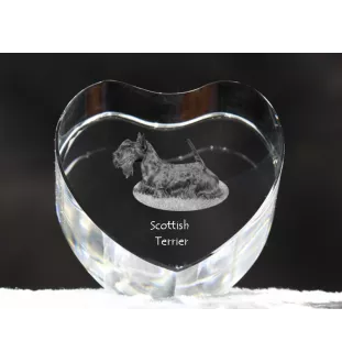 Scottish terrier, Aberdeen Terrier, Scottie, Aberdeenie - a photo of a dog in crystal, crystal heart, unique photo frame from the Art-Dog brand