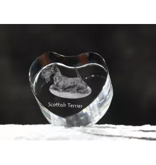 Schottischer Terrier, Scottish terrier - Hundebild im Kristall, Kristallherz, einzigartiger Bilderrahmen der Marke Art-Dog