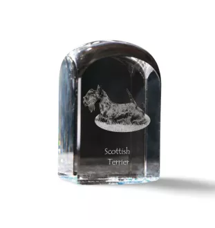 Terrier écossais, Scottish terrier - un cube de cristal avec une photo, une photo de chien dans le cristal, un presse-papiers cubique de la marque Art-Dog