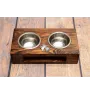 Scottish terrier, Aberdeen Terrier, Scottie, Aberdeenie - wooden stand with bowls for a dog, steel dog bowls, a gift for adopting a dog from the Art-Dog brand