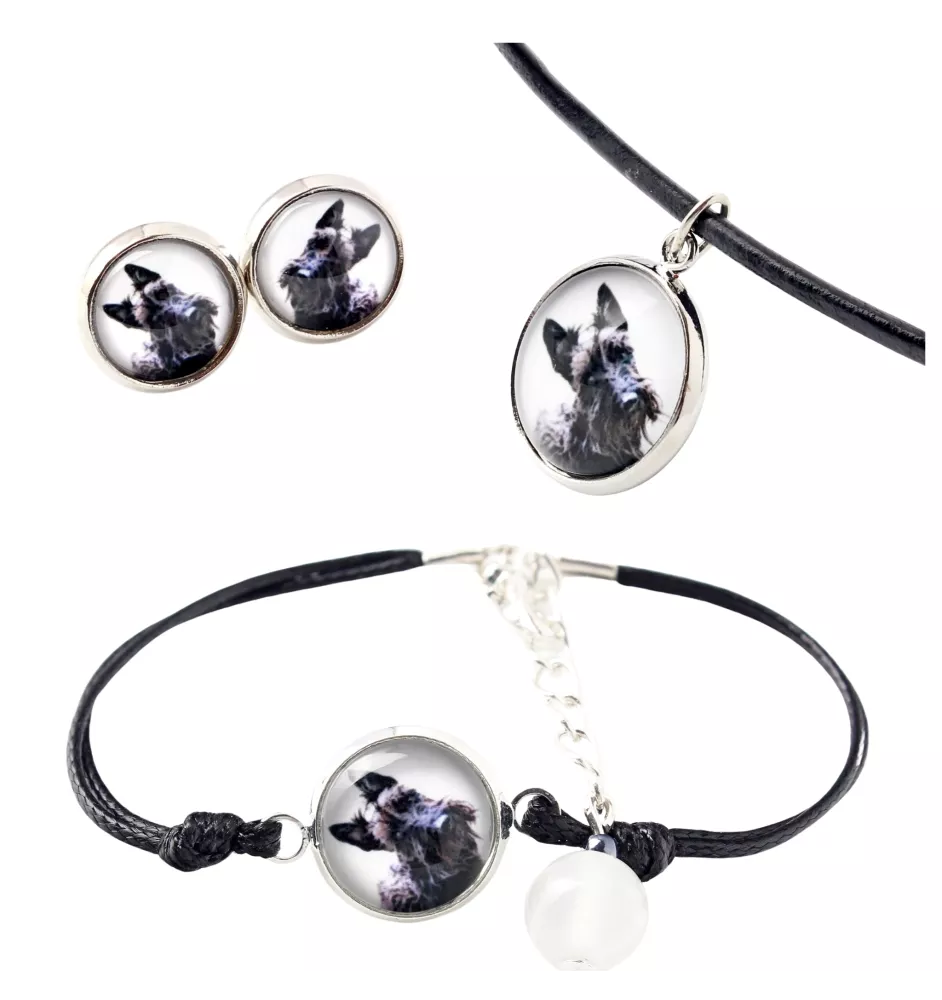 Schottischer Terrier, Scottish terrier - Schmuckset in einer Schachtel, Halskette, Ohrringe, Armband, Produkte der Marke Art-Dog