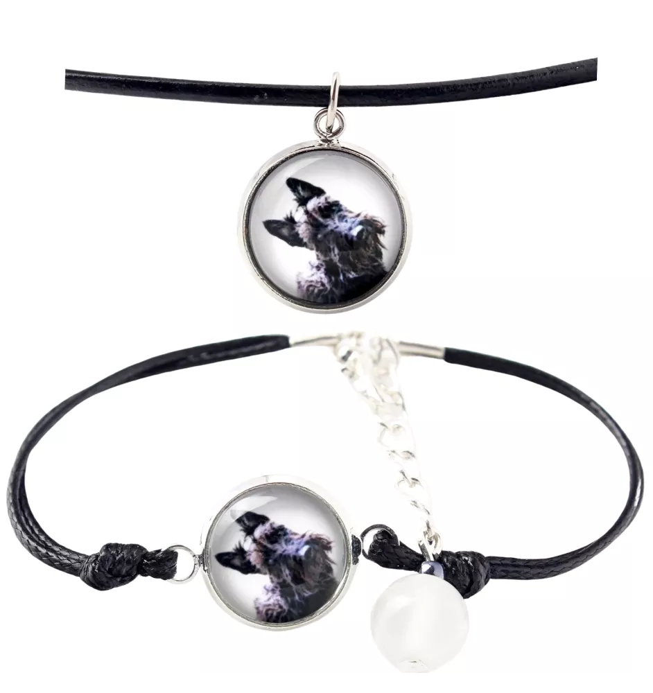 Terrier écossais, Scottish terrier - ensemble de bijoux avec votre photo, ensemble fait à la main, bracelet et collier de la marque Art.-Dog