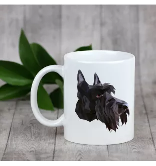 Terrier écossais, Scottish terrier - tasse avec une photo et un motif de chien géométrique Art-Dog