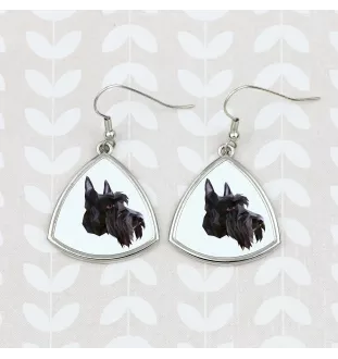 Scottish terrier, Aberdeen Terrier, Scottie, Aberdeenie - earrings with a picture and the inscription geometric dog Art-Dog