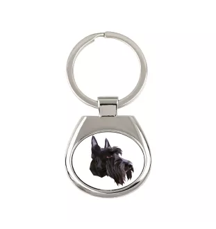 Scottish terrier, Aberdeen Terrier, Scottie, Aberdeenie - geometric keychain with a photo and the inscription Art-Dog