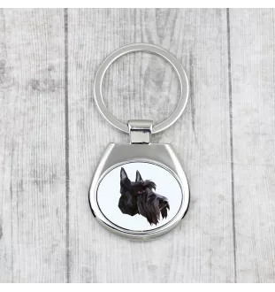 Scottish terrier, Aberdeen Terrier, Scottie, Aberdeenie - geometric keychain with a photo and the inscription Art-Dog