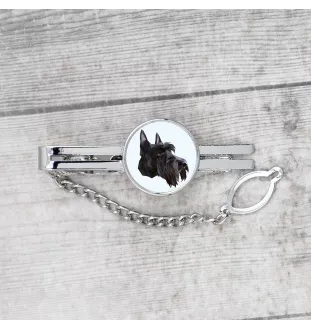Scottish terrier, Aberdeen Terrier, Scottie, Aberdeenie - geometric tie clip with a picture and inscription from Art-Dog