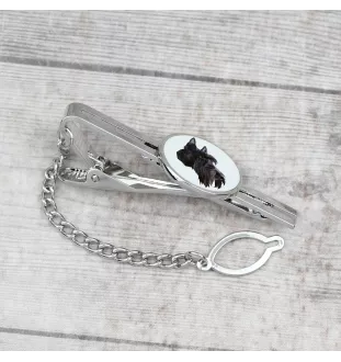Scottish terrier, Aberdeen Terrier, Scottie, Aberdeenie - geometric tie clip with a picture and inscription from Art-Dog
