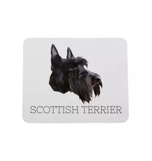 Schottischer Terrier, Scottish terrier - geometrisches Mauspad mit Bild und Aufschrift von Art-Dog