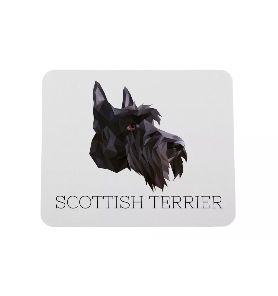 Schottischer Terrier, Scottish terrier - geometrisches Mauspad mit Bild und Aufschrift von Art-Dog