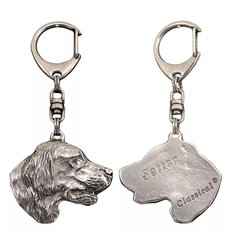 English setter, Lawerack, Laverack - Silver-plated key ring with dog, handbag decoration, backpack pendant by Art-Dog brand