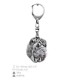 Shar Pei - Porte-clés argenté avec chien, décoration de sac à main, pendentif de sac à dos par la marque Art-Dog