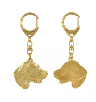 Setter anglais, Setter laverack - Porte-clés doré avec chien, décoration de sac à main, accessoire de luxe de la marque Art-Dog