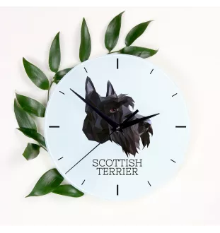 Scottish terrier, Aberdeen Terrier, Scottie, Aberdeenie - geometric wall clock with a picture and the brand name Art-Dog