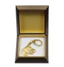 English setter, Lawerack, Laverack - Gilded key ring with dog in gift box, handbag decoration, luxury accessory by Art-Dog brand
