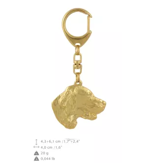 English setter, Lawerack, Laverack - Gilded key ring with dog in gift box, handbag decoration, luxury accessory by Art-Dog brand