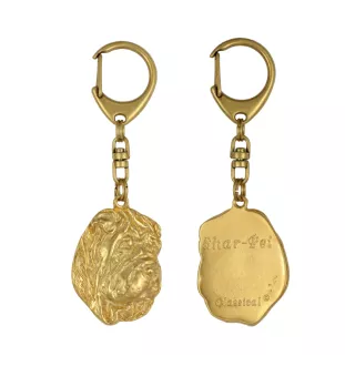 Shar-Pei - Gilded key ring with dog in gift box, handbag decoration, luxury accessory by Art-Dog brand