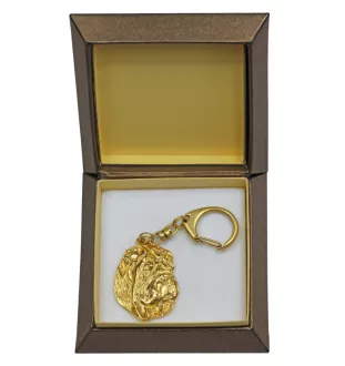 Shar-Pei - Gilded key ring with dog in gift box, handbag decoration, luxury accessory by Art-Dog brand