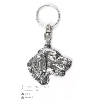 English Setter, Englischer Setter - Versilberter Anhänger mit einem Hund in einer dekorativen Box, Handtaschenschmuck, Rucksackanhänger der Marke Art-Dog