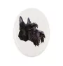 Scottish terrier, Aberdeen Terrier, Scottie, Aberdeenie - a plate with a geometric design and the brand name Art-Dog