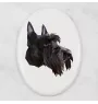 Schottischer Terrier, Scottish terrier - Fliese mit geometrischem Bild und Schriftzug der Marke Art-Dog