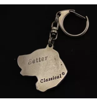 English setter, Lawerack, Laverack - Silver-plated key ring with a dog in a gift box, handbag decoration, backpack pendant by Art-Dog brand