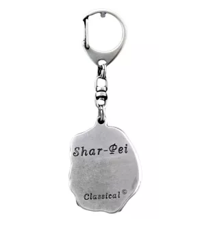 Shar-Pei - Porte-clés argenté avec un chien dans une boîte cadeau, décoration de sac à main, pendentif de sac à dos par la marque Art-Dog